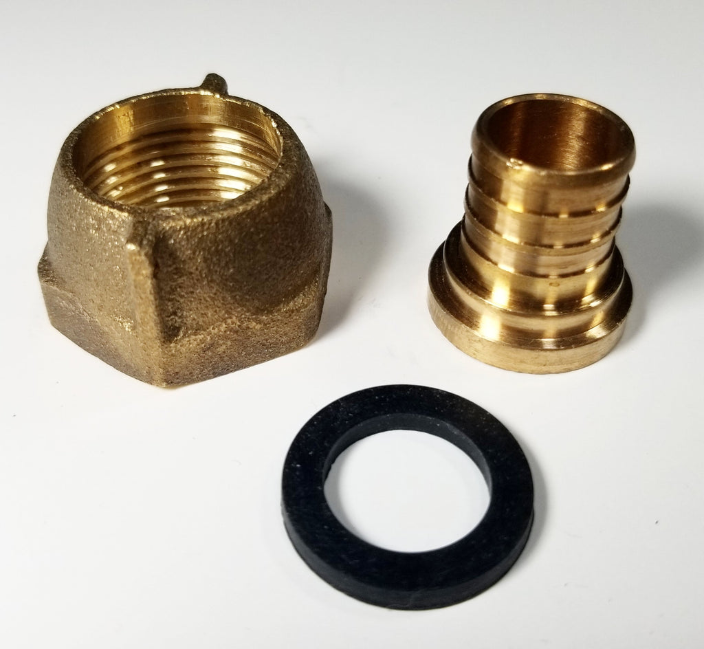 5/8" Water Meter Coupling, LEAD FREE Brass, Swivel Nut x 3/4 PEX Tubin