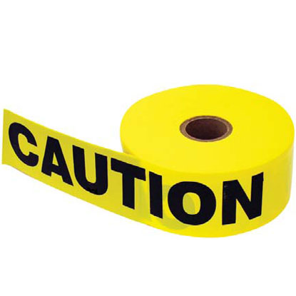Wide Caution Tape, 1000' x 3" Yellow with Black letters " CAUTION CAUTION CAUTION"