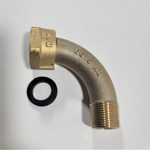 3/4" ANGLE Water Meter Coupling, NO-LEAD Brass 3/4" Swivel Cplg. nut x 3/4" NPT
