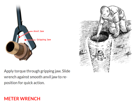 One Hand Meter Wrench for meters in meter pits